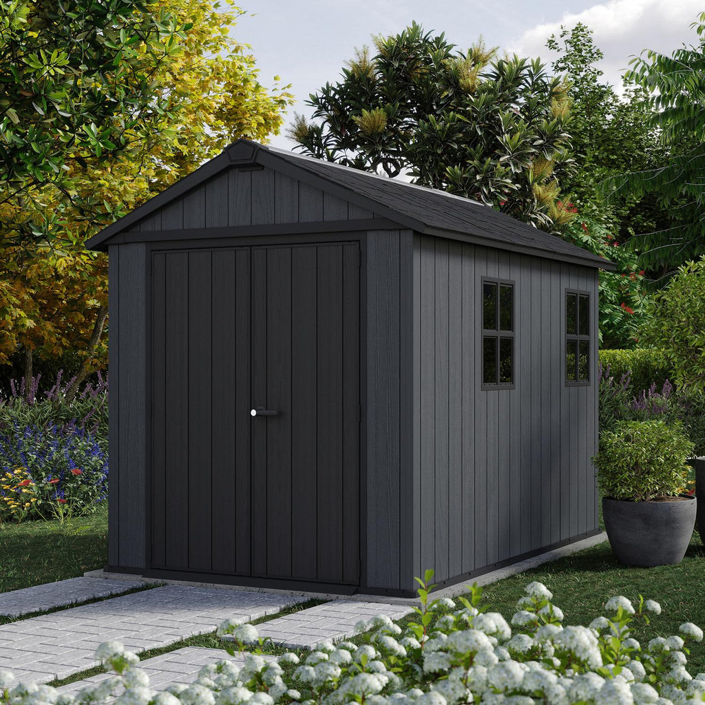 Newton Plus Apex Plastic Shed 7.5 × 9 ft Grey